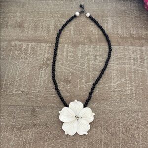 Elegant Black and White Floral Necklace